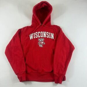 VTG Champion Wisconsin Badgers Men's Small Red Hoodie Sweatshirt NCAA College